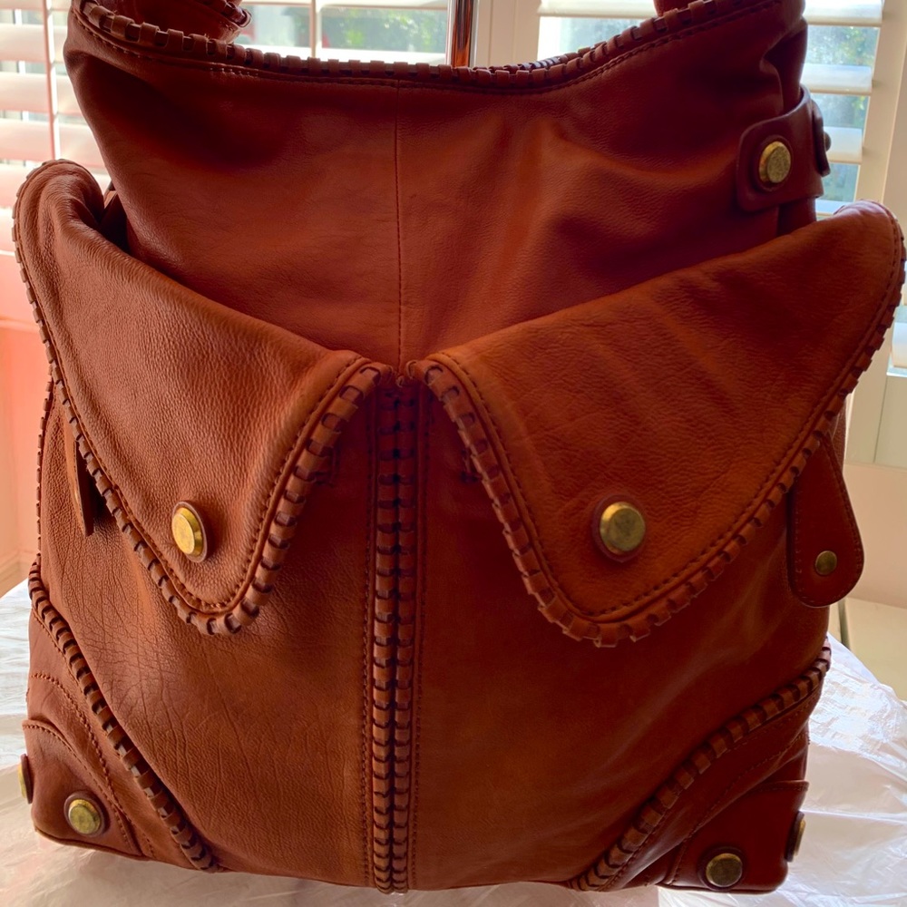 Large brown leather Just Cavalli tote.